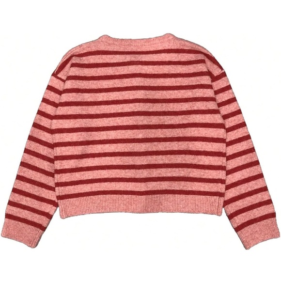 Cozy Striped Button-Up Sweater Cardigan in Pink & Red - Picture 2 of 7